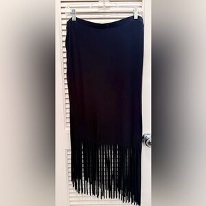 INC Black Sexy Fringe Skirt Size L